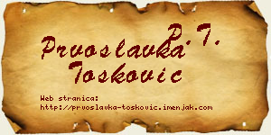 Prvoslavka Tošković vizit kartica